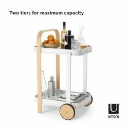 Umbra Bellwood Bar/Serving Cart | White-Natural 11 Umbra Bellwood Bar/Serving Cart | White-Natural -Dinnerware Sales 1015392 668 bellwood bar cart wht nat co01