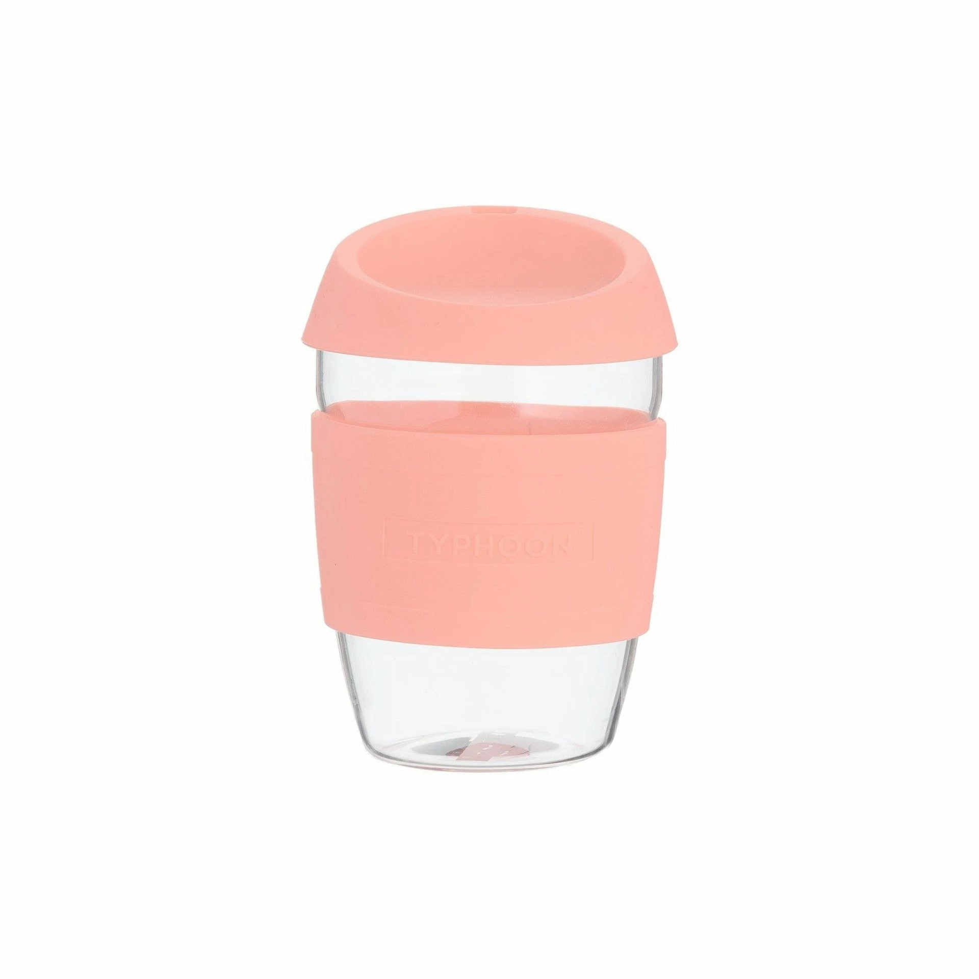 Typhoon PURE 13.5oz Reusable Glass Coffee Cup | Pink 3 Typhoon PURE 13.5oz Reusable Glass Coffee Cup | Pink