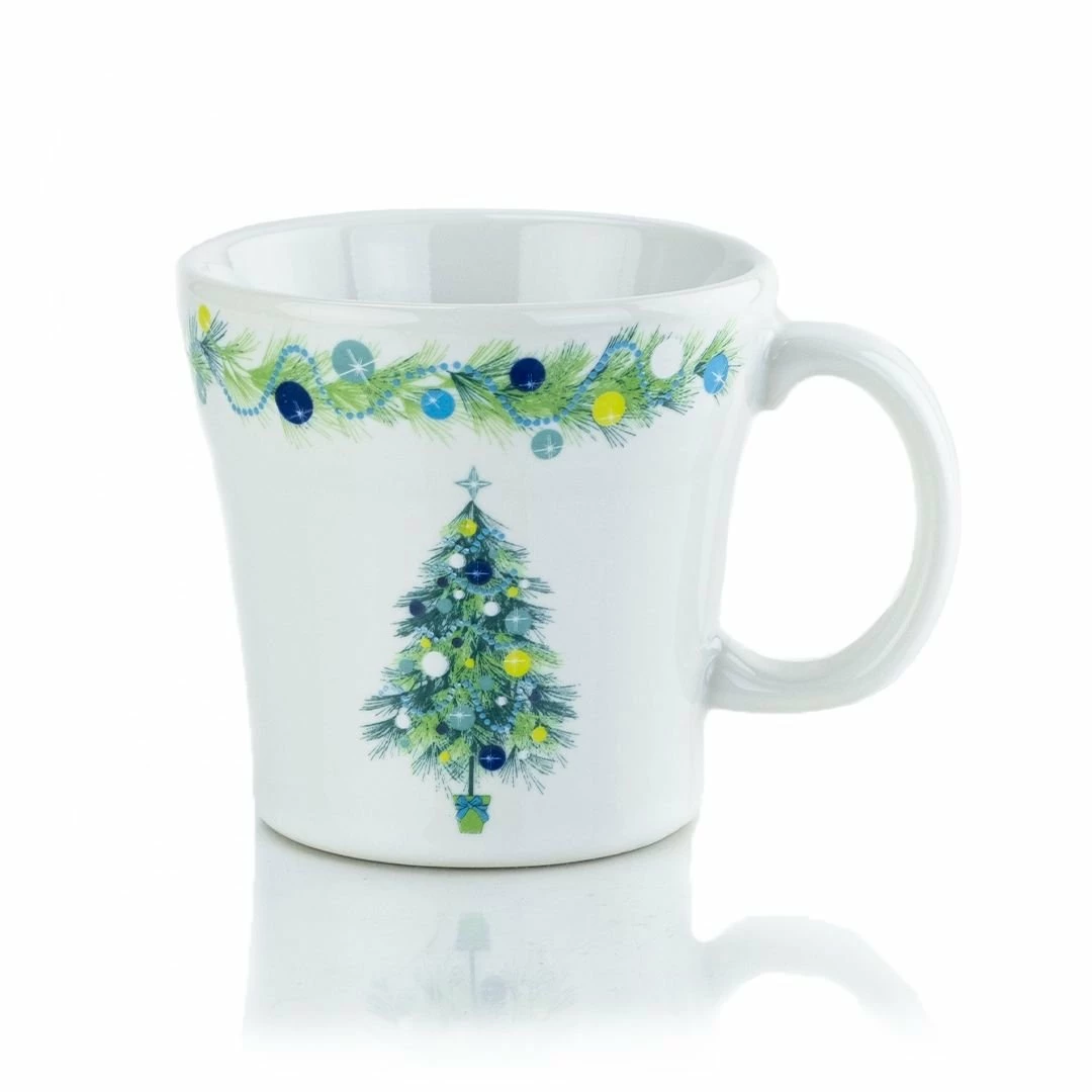 Fiesta® 15oz Tapered Mug | Blue Christmas Tree (White) 3 Fiesta® 15oz Tapered Mug | Blue Christmas Tree (White)
