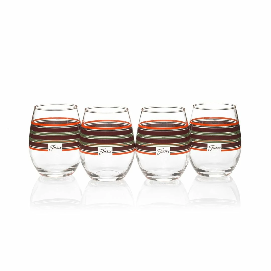 Fiesta® 15oz Stemless Glassware (Set Of 4) | Slate Fiesta® Stripes 3 Fiesta® 15oz Stemless Glassware (Set Of 4) | Slate Fiesta® Stripes