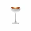Stolzle 7.75oz Olympia Crystal Champagne Saucer Coupe Glasses - Set Of 2 | White & Bronze -Dinnerware Sales 273 88 08r2 1