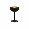 Stolzle 7.75oz Olympia Crystal Champagne Saucer Coupe Glasses - Set Of 2 | Black & Gold