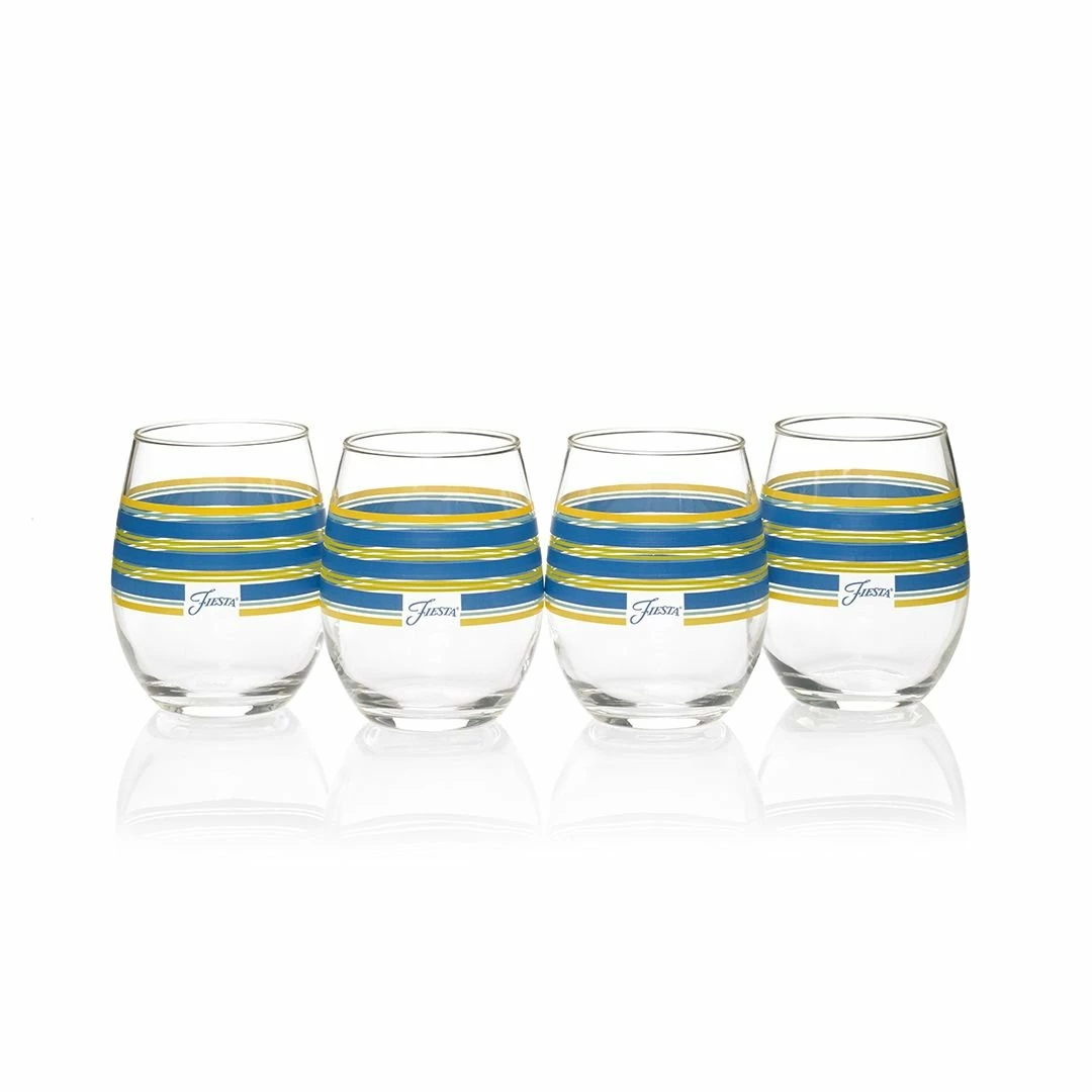 Fiesta® 15oz Stemless Glassware (Set Of 4) | Cool Stripes 3 Fiesta® 15oz Stemless Glassware (Set Of 4) | Cool Stripes