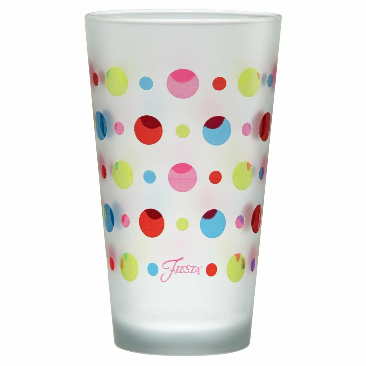 Fiesta® 16oz Cooler Glassware (Set Of 4) | Frosted Multi-Color Dots 4 Fiesta® 16oz Cooler Glassware (Set Of 4) | Frosted Multi-Color Dots - Image 2