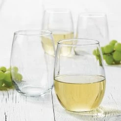 Libbey Vina 17oz Stemless White Wine Glasses | Set Of 4 -Dinnerware Sales 4pc vina stemless white cvr 262s4