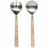 Danica Brands Danica Heirloom 2-Piece Salad Servers Set | Matte Steel & Rattan 2 Danica Brands Danica Heirloom 2-Piece Salad Servers Set | Matte Steel & Rattan -Dinnerware Sales 5213001 heirloom steel servers set2 matte rattan main