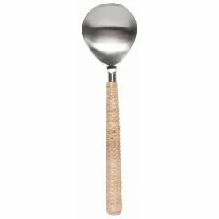 Danica Brands Danica Heirloom 2-Piece Salad Servers Set | Matte Steel & Rattan -Dinnerware Sales 5213001 heirloom steel servers set2 matte rattan sup2