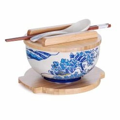 Fuji Merchandise 6.25" Bowl With Wooden Lid & Trivet Set | Hokusai