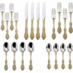 Oneida 18/10 Stainless Steel 20-Piece Flatware Set | Golden Michelangelo -Dinnerware Sales 81xhuk8xrtl. ac sl1500