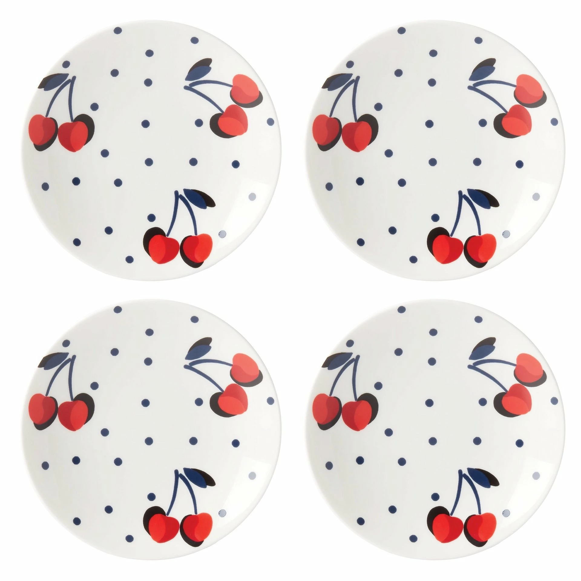 Kate Spade Vintage Cherry Dot Collection | 4-Piece Tidbit Plate Set 3 Kate Spade Vintage Cherry Dot Collection | 4-Piece Tidbit Plate Set