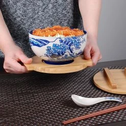 Fuji Merchandise 6.25" Bowl With Wooden Lid & Trivet Set | Hokusai -Dinnerware Sales 91ghn 0icil. ac sl1500