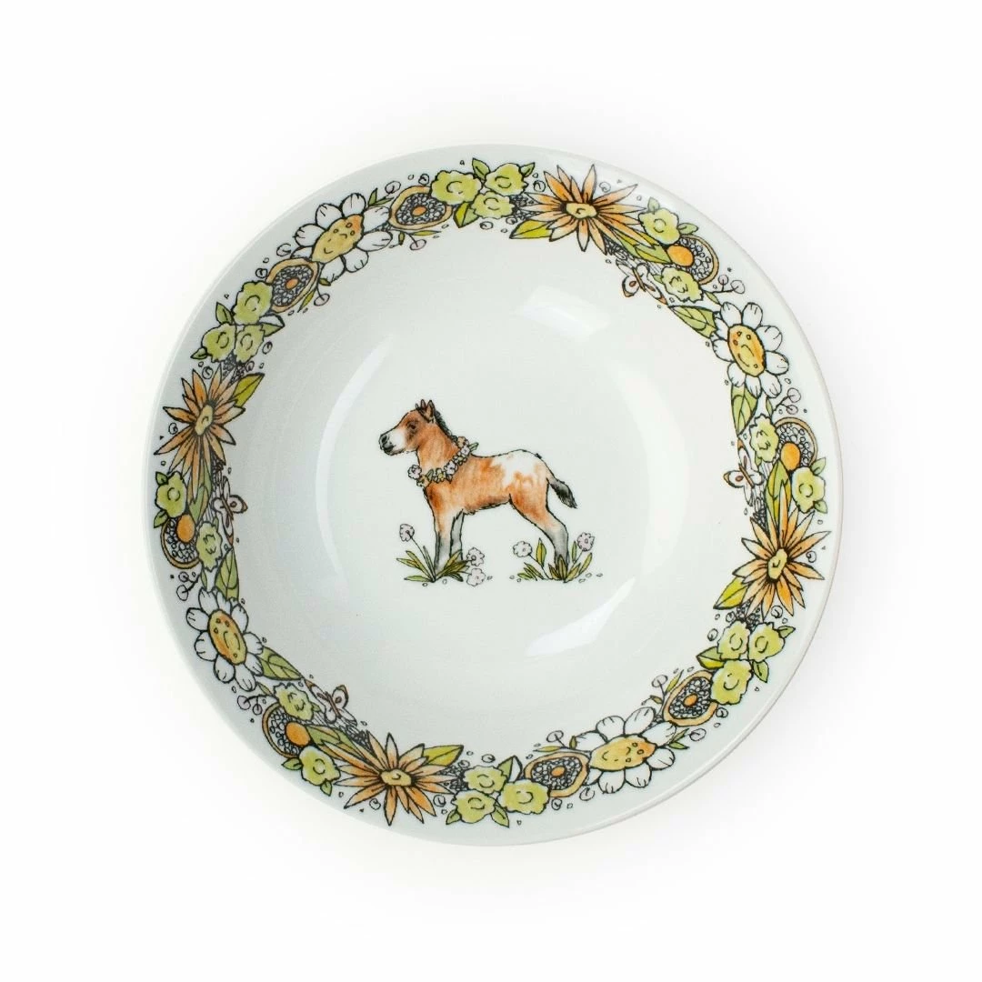 Everything Kitchens Barnyard Baby Animals 7" Salad Bowl | "Hold Your Baby Horses" - Foal 3 Everything Kitchens Barnyard Baby Animals 7" Salad Bowl | "Hold Your Baby Horses" - Foal