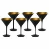 Stolzle 8oz Olympia Crystal Martini Glasses - Set Of 6 | Black & Gold -Dinnerware Sales blk gold