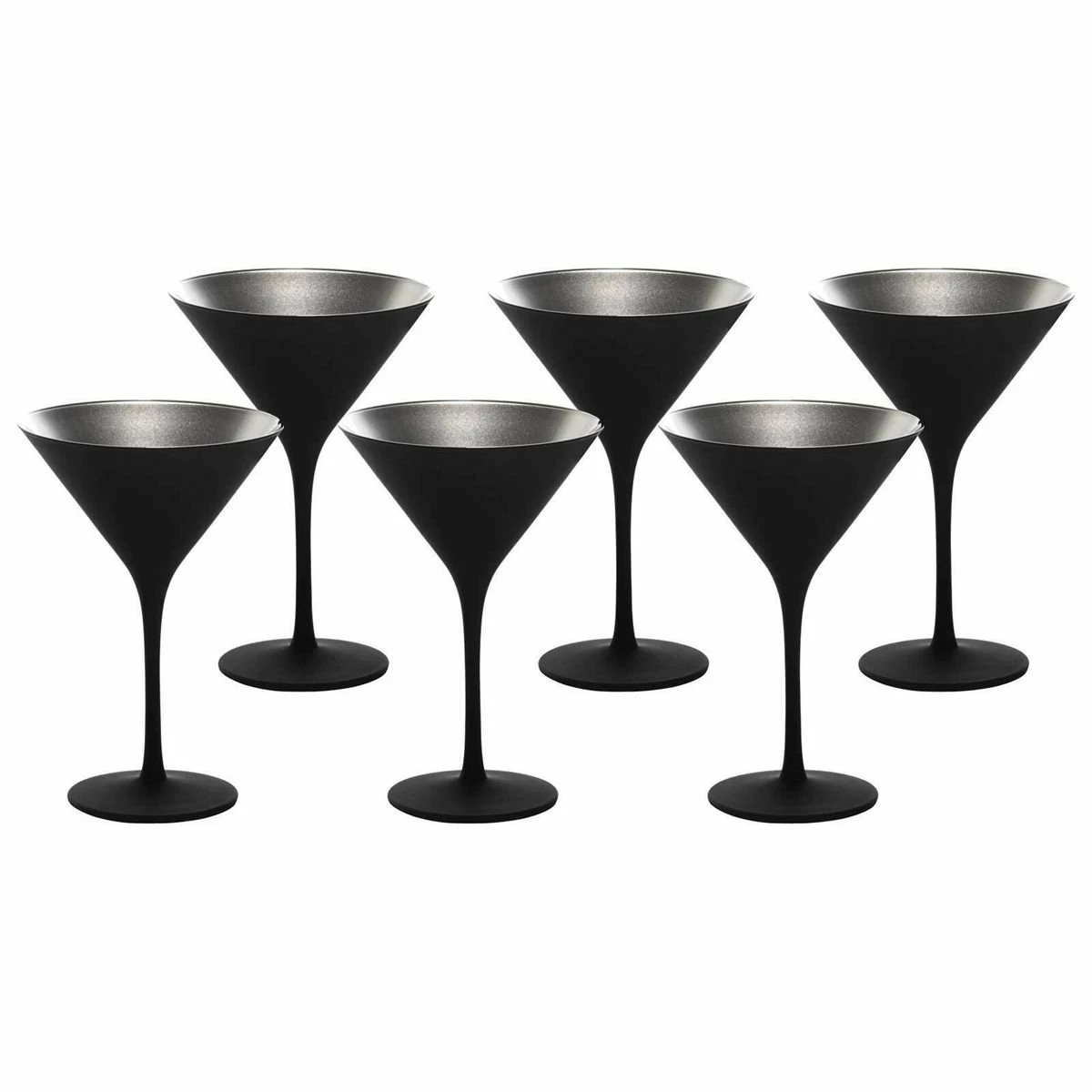 Stolzle 8oz Olympia Crystal Martini Glasses - Set Of 6 | Black & Silver 3 Stolzle 8oz Olympia Crystal Martini Glasses - Set Of 6 | Black & Silver