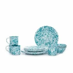 Crow Canyon Home Crow Canyon 16 Piece Enameled Dinnerware Set Turquoise