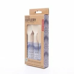 Kikkerland Wood Cutlery Set | Tribal -Dinnerware Sales cu302 pkg 2 800x800