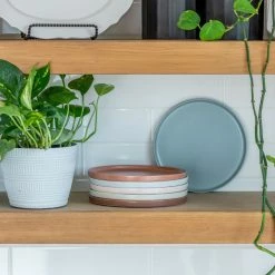 Everything Kitchens Modern Flat 8" Lunch Plates (Set Of 4) | Soft Pink -Dinnerware Sales ek modern flat lifestyle squares 0007 capture0053 1