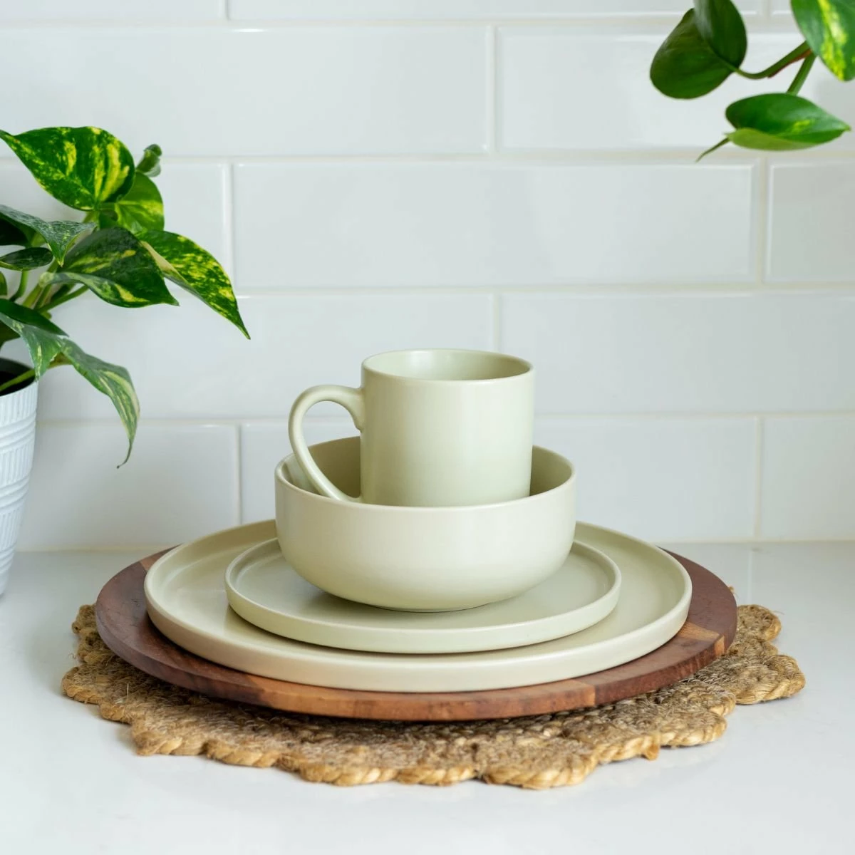 Everything Kitchens Modern Flat 11" Dinner/Charger Plates (Set Of 4) | Beige 5 Everything Kitchens Modern Flat 11" Dinner/Charger Plates (Set Of 4) | Beige - Image 3