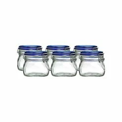 Bormioli Rocco 0.5L Swing Top Fido Canning Jars - Blue Lid | 6-pack