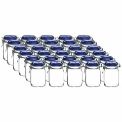 Bormioli Rocco 1L Swing Top Fido Glass Jars - Blue Lid | 30-pack