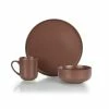 Everything Kitchens Modern Flat 12-Piece Dinnerware Set | Brown