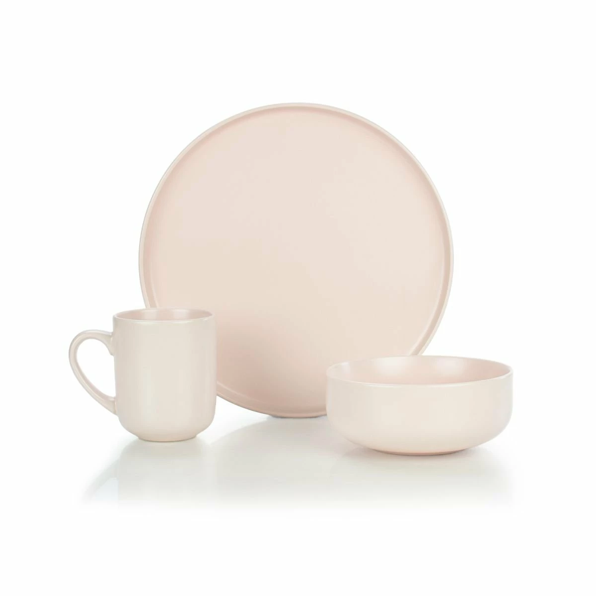 Everything Kitchens Modern Flat 12-Piece Dinnerware Set | Soft Pink 3 Everything Kitchens Modern Flat 12-Piece Dinnerware Set | Soft Pink