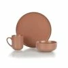 Everything Kitchens Modern Flat 12-Piece Dinnerware Set | Terracotta -Dinnerware Sales ekb ekx 12dw tr