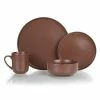 Everything Kitchens Modern Flat 16-Piece Dinnerware Set | Brown -Dinnerware Sales ekb ekx 16dw br