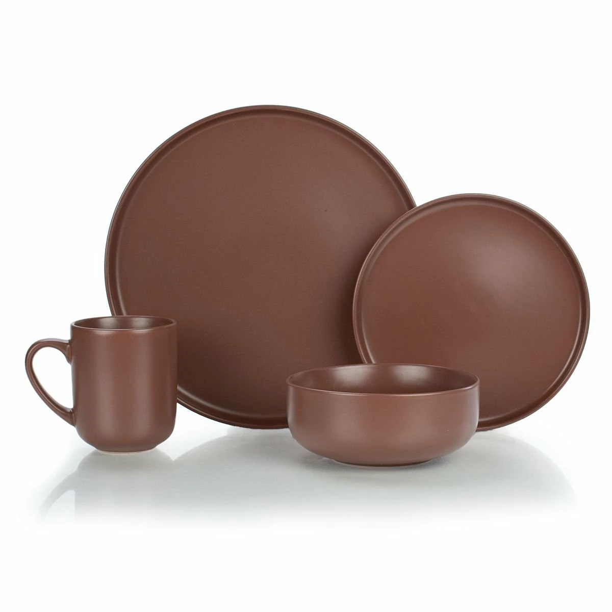 Everything Kitchens Modern Flat 16-Piece Dinnerware Set | Brown 3 Everything Kitchens Modern Flat 16-Piece Dinnerware Set | Brown