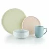 Everything Kitchens Modern Flat 16-Piece Dinnerware Set | Beige, Soft Pink, Stone Gray, Dusty Blue -Dinnerware Sales ekb ekx 16dwsetbpsb