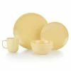 Everything Kitchens Modern Colorful Neutrals - Rippled 16-Piece Dinnerware Set - Glazed | Butter Yellow -Dinnerware Sales ekb ekx 16dwsettdwby
