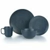 Everything Kitchens Modern Colorful Neutrals - Rippled 16-Piece Dinnerware Set - Matte | Charcoal
