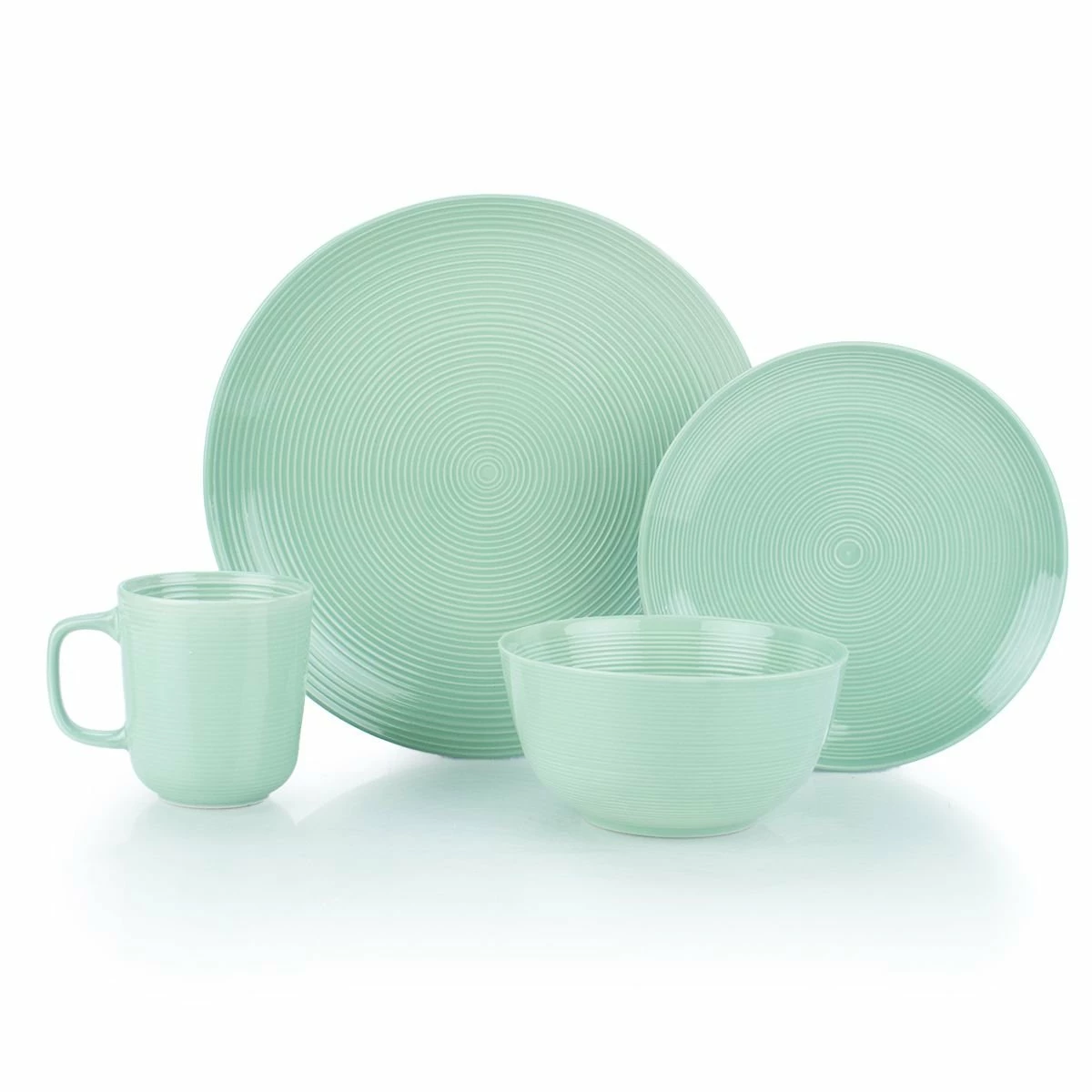 Everything Kitchens Modern Colorful Neutrals - Rippled 16-Piece Dinnerware Set - Glazed | Light Green 3 Everything Kitchens Modern Colorful Neutrals - Rippled 16-Piece Dinnerware Set - Glazed | Light Green
