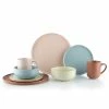 Everything Kitchens Modern Flat 32-Piece Dinnerware Set | Terracotta, Beige, Dusty Blue, Soft Pink -Dinnerware Sales ekb ekx 32dwsettbbp 1