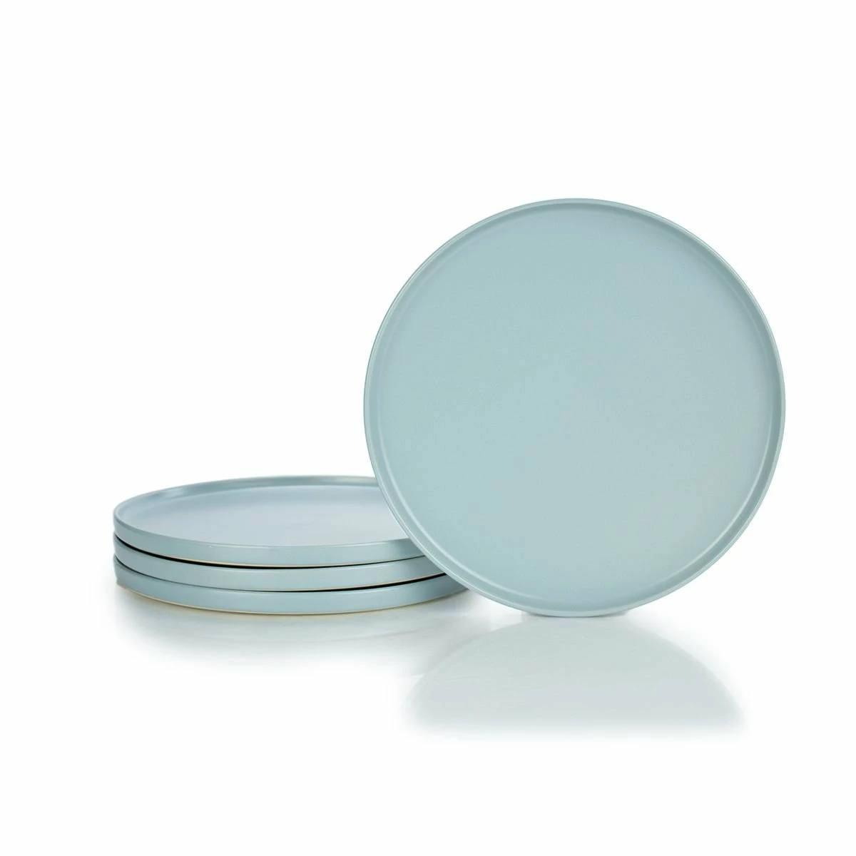 Everything Kitchens Modern Flat 12-Piece Dinnerware Set | Dusty Blue, Stone Gray, Beige 4 Everything Kitchens Modern Flat 12-Piece Dinnerware Set | Dusty Blue, Stone Gray, Beige - Image 2