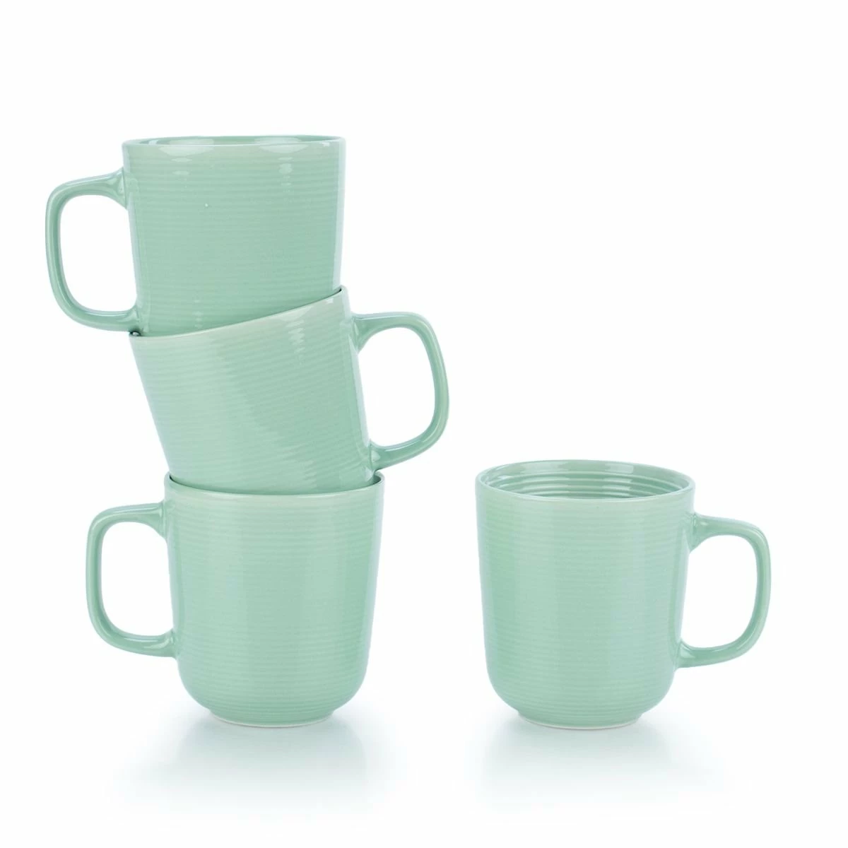 Everything Kitchens Modern Colorful Neutrals - Rippled 16-Piece Dinnerware Set - Glazed | Light Green 11 Everything Kitchens Modern Colorful Neutrals - Rippled 16-Piece Dinnerware Set - Glazed | Light Green - Image 9