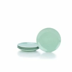 Everything Kitchens Modern Colorful Neutrals - Rippled 8" Side Plates (Set Of 4) - Glazed | Light Green