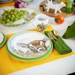 Everything Kitchens Barnyard Baby Animals 28-Piece Dinnerware Set | "Caprine Caper Goats" - Kid -Dinnerware Sales goaty