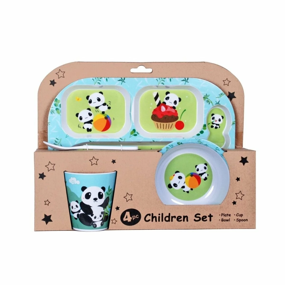Fuji Merchandise 4-Piece Melamine Children's Dinnerware Set | Panda 3 Fuji Merchandise 4-Piece Melamine Children's Dinnerware Set | Panda