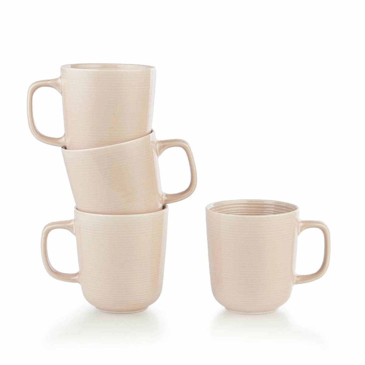 Everything Kitchens Modern Colorful Neutrals - Rippled 12oz Mugs (Set Of 4) - Glazed | Blush Pink 3 Everything Kitchens Modern Colorful Neutrals - Rippled 12oz Mugs (Set Of 4) - Glazed | Blush Pink