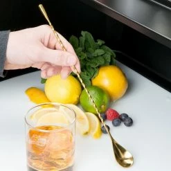 Mercer Barfly 11.8" Classic Bar Spoon | Gold Plated -Dinnerware Sales mercer barfly 11.8in gold plated teardrop bar spoon m37012gd length