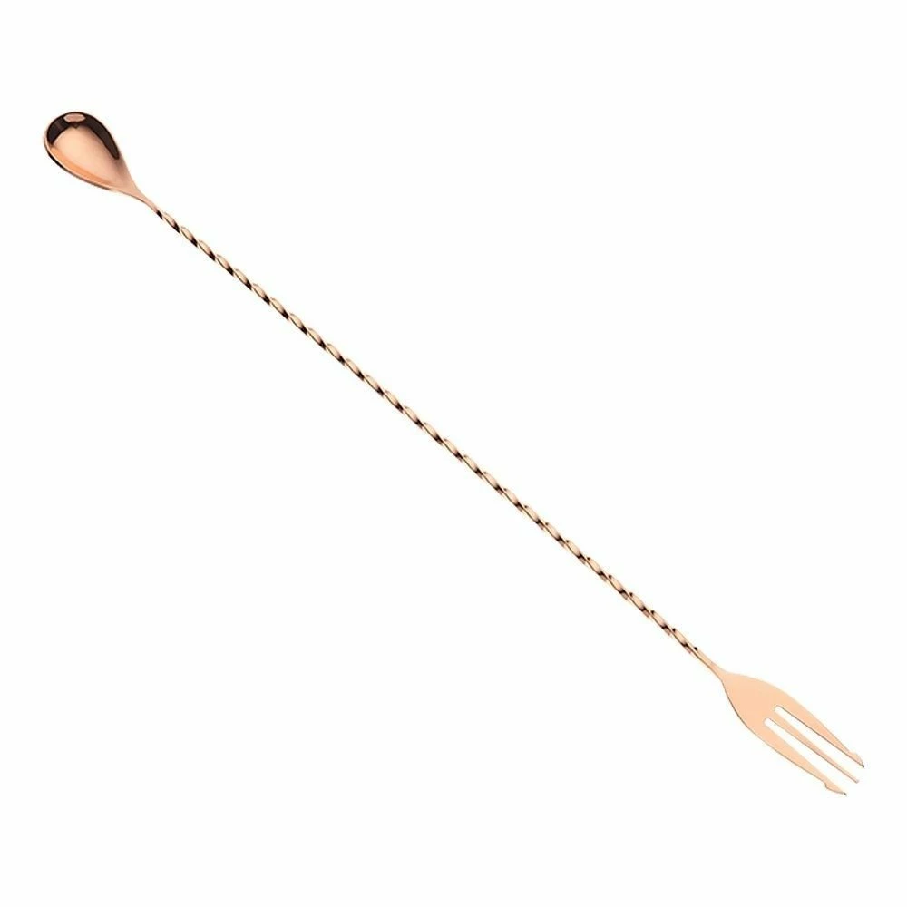Mercer Barfly 15.75" Bar Spoon With Fork | Copper Plated 3 Mercer Barfly 15.75" Bar Spoon With Fork | Copper Plated