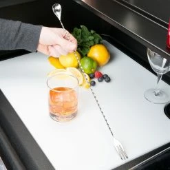 Mercer Barfly 19.6" Bar Spoon With Fork | Stainless Steel -Dinnerware Sales mercer barfly 19.6in stainless steel bar spoon with fork m37017 length