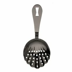 Mercer Barfly Scalloped Julep Strainer | Gun Metal Black 5 Mercer Barfly Scalloped Julep Strainer | Gun Metal Black -Dinnerware Sales mercer barfly stainless steel scalloped julep cocktail strainer front