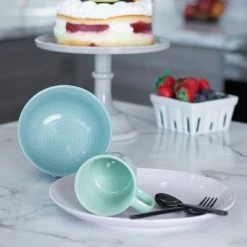 Everything Kitchens Modern Colorful Neutrals - Rippled 6" Bowls (Set Of 4) - Glazed | Blue -Dinnerware Sales modern ripple glazed squares 0020 dsc0026 1