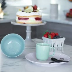 Everything Kitchens Modern Colorful Neutrals - Rippled 12oz Mugs (Set Of 4) - Glazed | Light Green -Dinnerware Sales modern ripple glazed squares 0021 dsc0024