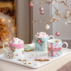 Royal Albert New Country Roses Collection Modern Casual Mugs (Set Of 4) | Pink, Polka Rose, Polka Blue & Rose Confetti -Dinnerware Sales mugset2