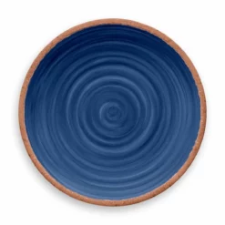 TarHong Melamine Tabletop 10.5" Round Dinner Plate | Rustic Swirl Indigo