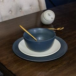 Everything Kitchens Modern Colorful Neutrals - Rippled 10.5" Dinner Plates (Set Of 4) - Matte | Charcoal -Dinnerware Sales rippled lifestyle squares 0008 ek modern ripple lifestyles 3042 1