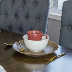 Everything Kitchens Modern Colorful Neutrals - Rippled 10.5" Dinner Plates (Set Of 4) - Matte | Mocha -Dinnerware Sales rippled lifestyle squares 0014 ek modern ripple lifestyles 3013